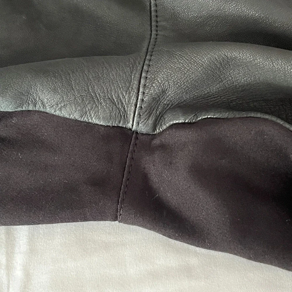 AS by DF Leather Front Knit Legging Womens 8 Gray/Black Pull-on Moto Rocker Edgy